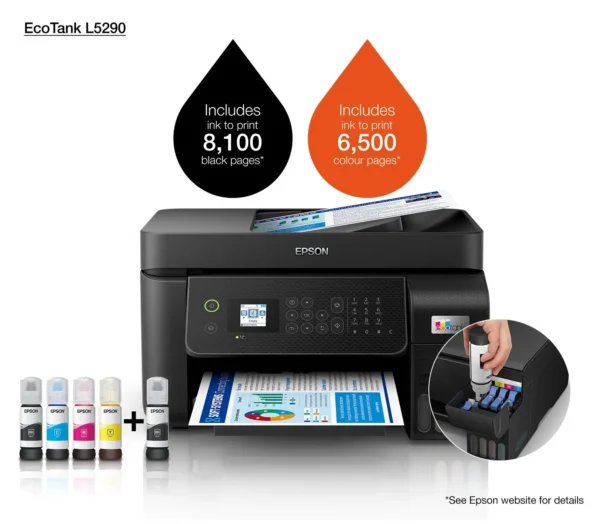 5290 4 Epson EcoTank L5290 – A4 all‑in‑one Wi‑Fi ink‑tank printer with ADF